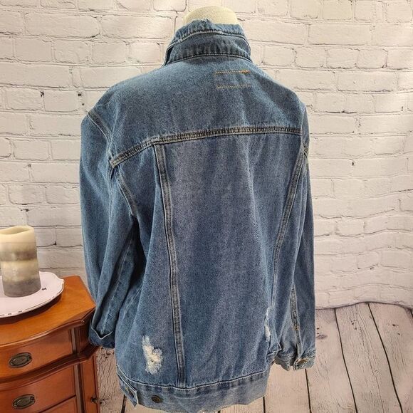 UNBRANDED Long Sleeve Distressed Jean Denim Jacket - Picture 8 of 12